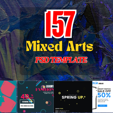 155 Mixed Arts PSD Templates Diverse & Editable Designs for Creative Projects