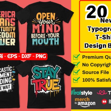 20 Best Typography T-Shirt Design Bundle