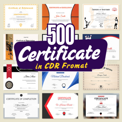 500 Editable Certificate Designs in CDR Format Professional & Print-Ready Bundle